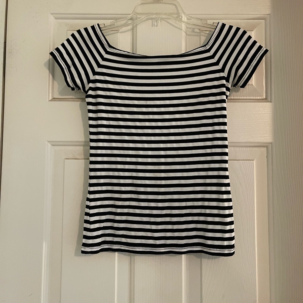 MAGGIE TANG Off Shoulder Striped Top - size medium